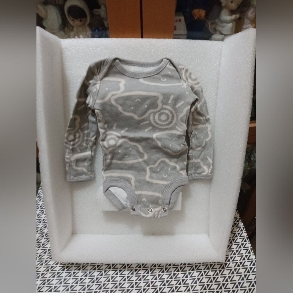 Gray Cloud Patterned Kids One Piece